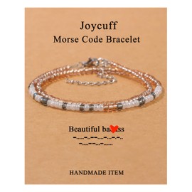 JoycuFF Morse Code Bracelets for Women Inspirational Gifts for Women, Layered Jewelry for Daughter Sister Best Friends Girlfrirend Birthday Valentines Mother's Day Graduation Gift