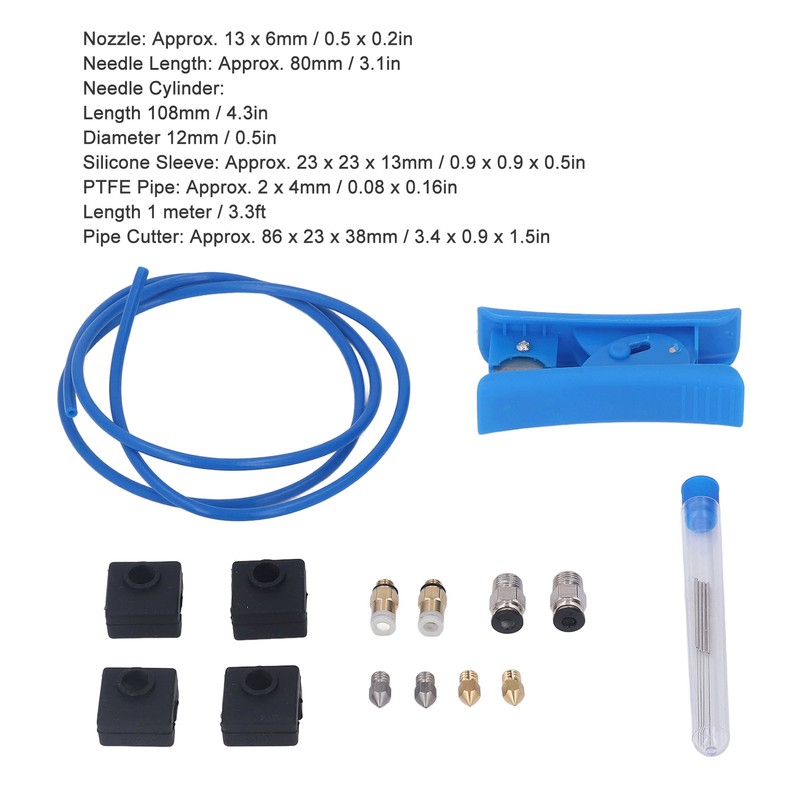 3D Printer Accessories MK8 Nozzles Pneumatic Connector Fittings PTFE Pipe