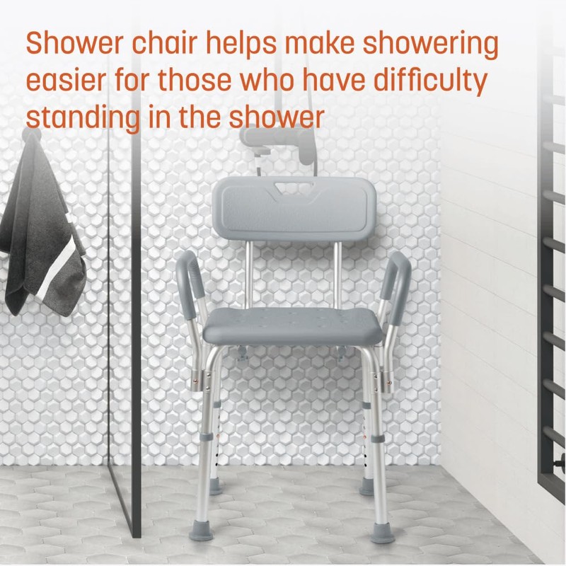 Caring Bath Chair for Seniors, Shower Seat with Removable Backrest,