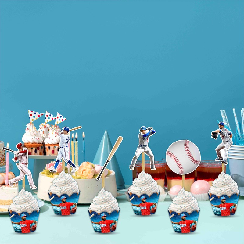 Baseball cupcake topper