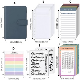 SKYDUE Budget Planner, Budget Planner German, Savings Book for Money, Household Book, Cash Organiser with Money Compartments (Dark Blue)