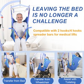 Ehucon Universal Full Body Patient Lift Sling,Thickened Medical Sling for Transfer,Bed Positioning and Lifting,Transfer Sling for Elderly,Disabled,Bedridden-500LBS (Blue, Large)