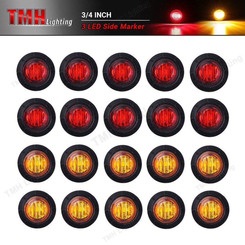 TMH 3/4 Inch Mount 10 pcs Amber + 10 pcs