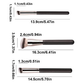 Pack of 3 Foundation Brushes, Concealer Brushes, Flawless for Blending, Liquid Cream and Powder, Swabling, Stacking