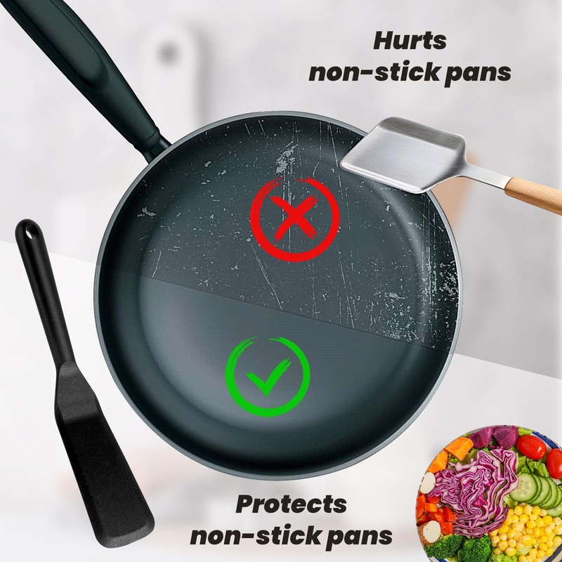 Nogeqi Silicone Turner Spatula, Heat-Resistant Long Flat Spatula, Non Stick