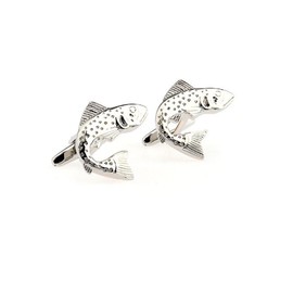 MRCUFF Fish Fishing Pair Cufflinks in a Presentation Gift Box & Polishing Cloth, Metal