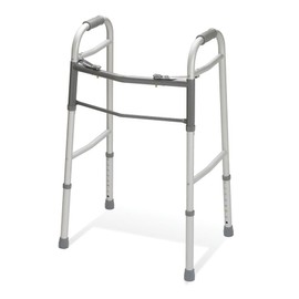 Two-Button Folding Walkers Without Wheels, 300 lbs Weight Capacity - Robust & Adjustable Mobility Aid for Elderly and Disabled Individuals