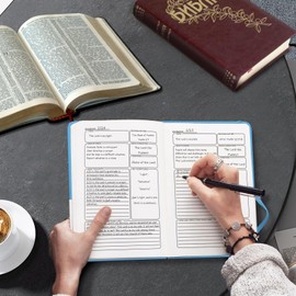 YeeCASE Bible Study Journal, Church Bible Prayer Journal, Study Scripture Notebook for Note Taking Reflection, Based Religious Gifts and Bible Study Supplies (Blue)