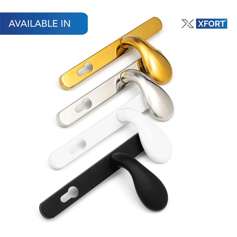 XFORT Uros Polished Brass Offset UPVC Door Handle, (PZ 62/92mm,
