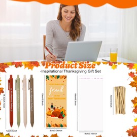 ERTIUANIO 24 Sets Friendsgiving Party Favors Bulk – Thanksgiving Fall Pens with Thank You Cards, Thanksgiving Gifts Bulk for Friends, Families, Coworkers,Holiday Party Souvenirs