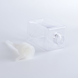 Uviviu Plastic Soap Dispensers for bathroom kitchen,Square Empty Pump Bottle for lotion,shampoo,shower (450ml, Clear)