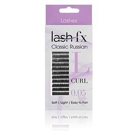 Lash FX L Curl Russian Volume, 0.07mm, Lightweight False Lashes, Easy to Fan and Create Full Volume - 12 mm