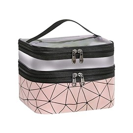 Makeup Bags, Double Layer Travel Cosmetic Bags, Makeup Organiser, Toiletry Bag, Double Layer Cosmetic Bag, Makeup Bag, Travel Makeup Bag, Makeup Bags for Women, (D, One Size)