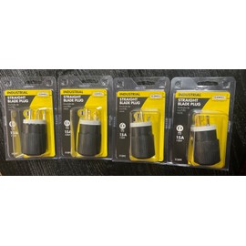 Industrial 4 Pack 15A 125V NEMA 5-15P STRAIGHT BLADE PLUG Industrial Grade