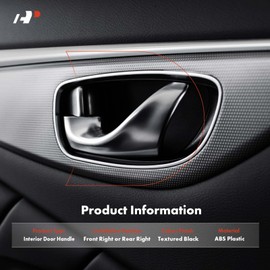 A-Premium Front or Rear Right Passenger Side Interior Door Handle Compatible with Hummer H2 2003-2009, Textured Black, Replace# 15186043