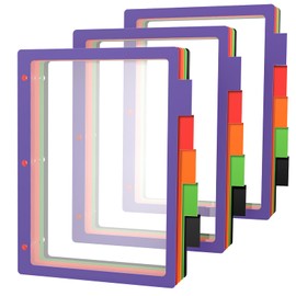 HABGP 15PCS/3 Set 3 Ring Binder Dividers with Tabs, Color Page Dividers for 3 Ring Binder with Tabs, 5 Tab Dividers, Clear Folder Dividers, Three Ring File Dividers with Tabs, Tabbed Index Dividers