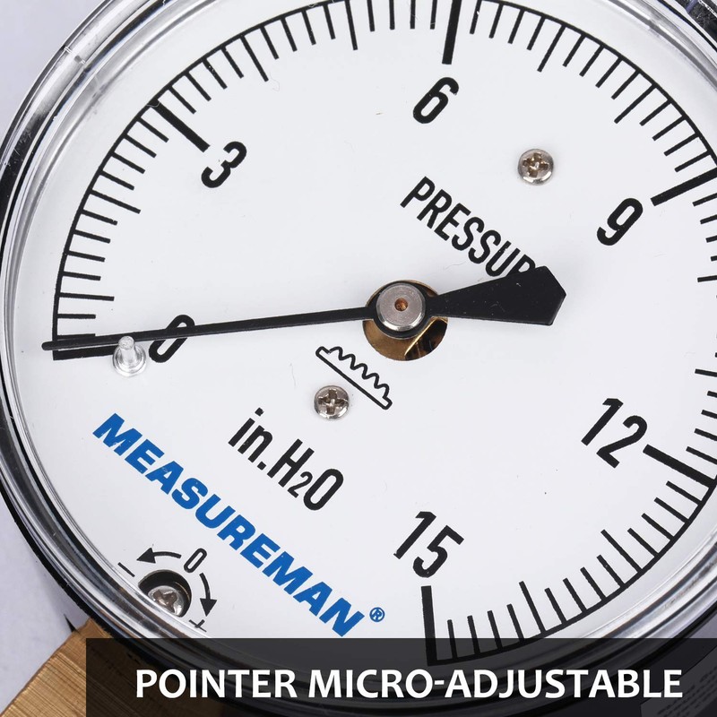 Measureman Diaphragm Type Capsule Low Pressure Gauge, 2-1/2" Dial, 1/4"NPT