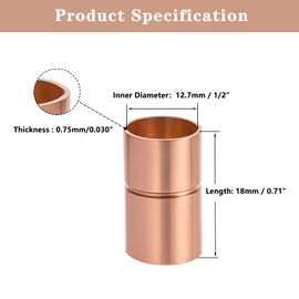 Hordolry Straight Copper Coupling Fittings, 1/2 Inch Copper Pipe Welding Joint Connector Adapter for HVAC Air Conditioner, Sweat End Pipe Fitting with Rolled Tube Stop, Pack of 6