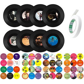 Pack of 8 Vinyl Records Wall Decoration, Music Party Wall Decor, Vinyl Record Decoration Wall, Decorative Records, Music Records Decoration Wall for Bar, Cafe, Party, Wall Decoration (7 Inches, Random