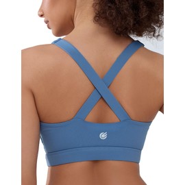 Cordaw Pickleball Sports Bras for Women High Support, Molded Cup Crisscross Back High Impact Workout Yoga Bra Blue XXL