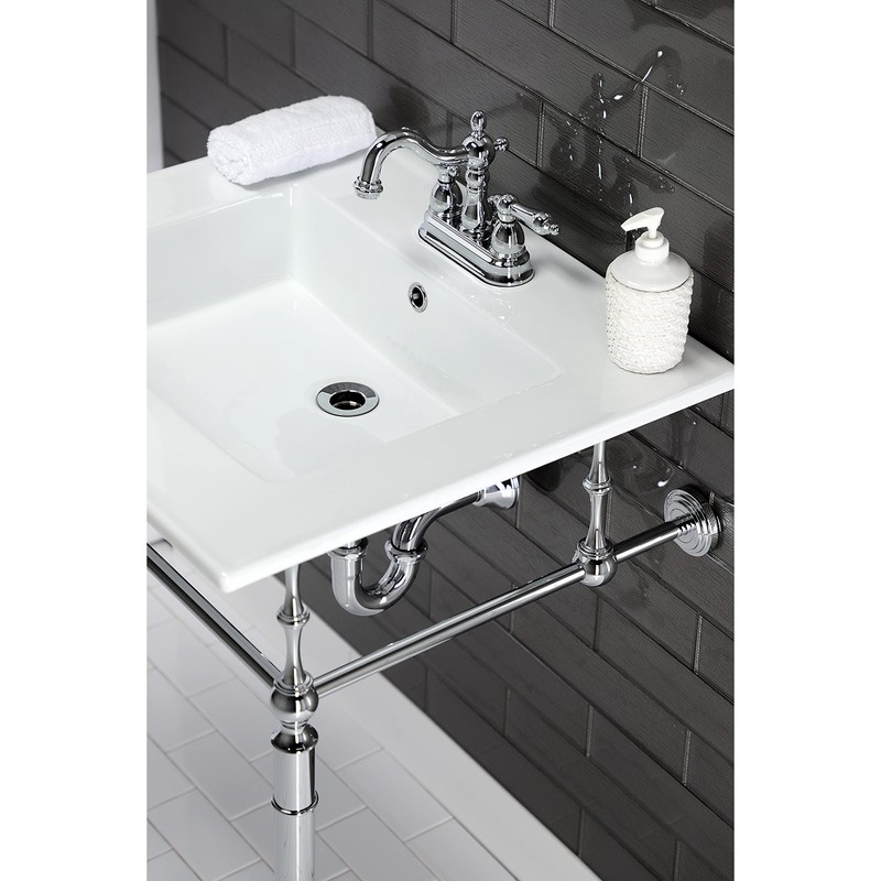 Kingston Brass LBT25227W34 Continental Vanity Sink Top, White 25.19 x