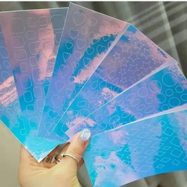 XEAOHESY 10 Sheets Aurora Nail Foil Sticker Holographic Nail Art Stickers Ice Cellophane Nail Film Laser Nail Decals for Women Girls Nail Art Decoration (5 Styles)