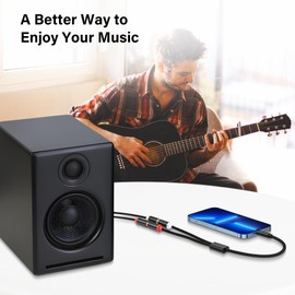 PNGKNYOCN 1/8" to 2 RCA Y Splitter Cord，3.5mm TRS Male to Dual RCA Female Aux Audio Adapter Nylon Braided Y Splitter Cable for Phone Speaker MP3 Tablet HDTV（0.3M）