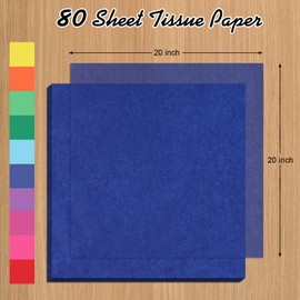 Phinus 80-Sheet 20" Colored Tissue Paper for Gift Bags, Weddings, Birthday Parties, DIY Crafts & Decorations
