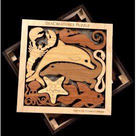 Creative Crafthouse Sea Creatures wood brain teaser puzzle - unique design made USA - hardwood SeaC