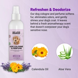 We Love Doodles Dog Cologne & Perfume, Deodorizing, Safe Ingredients, Made In USA, Long Lasting After Bath, Deodorant For Smelly Dogs, Pawfume For Pets, Odor Eliminator Spray, Lavender, 8 OZ