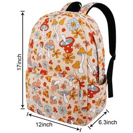 LI-LOVE Backpack for Girls Teens Kids Middle Elementary High School College Student Bookbags Mushroom Backpacks Travel Waterproof Book Bag Laptop Back Pack