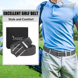 JASGOOD Stretchy Braided Belt for Men Elastic Woven Belt for Jeans Pants 1 3/8" Casual Men Women Golf Belt, Gift Box(Gray, 26''-32'' waist adjustable)