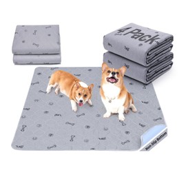 Washable Pee Pads for Dogs, 4Pack Reusable Puppy Training Pads 34x36, Absorbent Whelping Pads with Bone Print, Non-Slip Waterproof Pet Training Pads for Couch, Crate, Potty Training