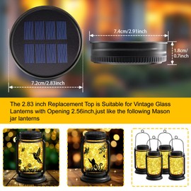 6 Pack Solar Light Replacement Top, Replacement Solar Light Parts for Mason Jar Lantern,Outdoor Decorative Waterproof Table Fairy Lights for Patio Yard Lawn Tree