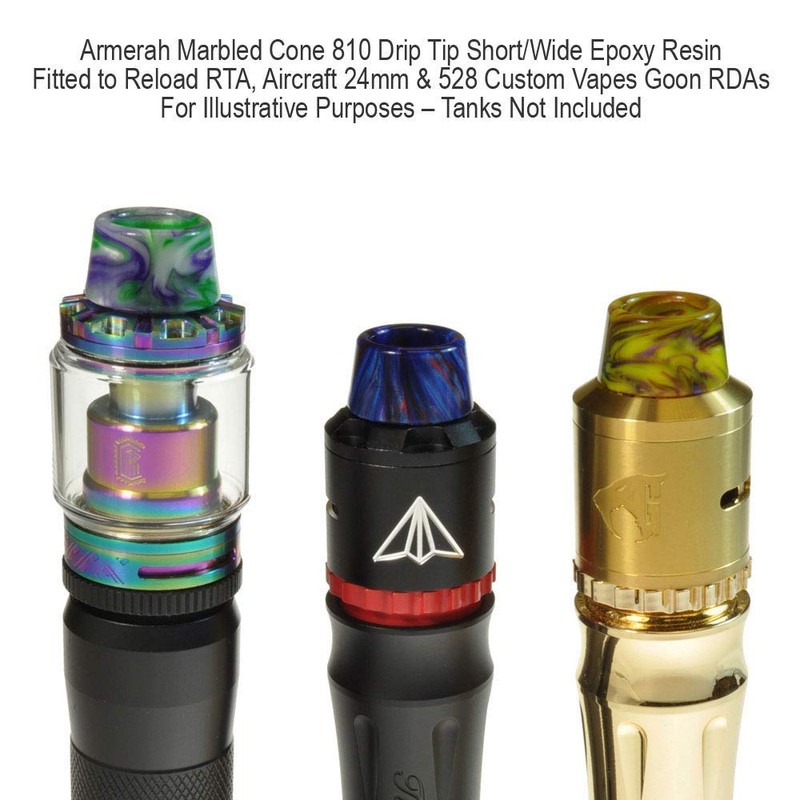 Armerah Marbled Cone 810 Drip Tip Ecig Mouthpiece Short/Wide Epoxy