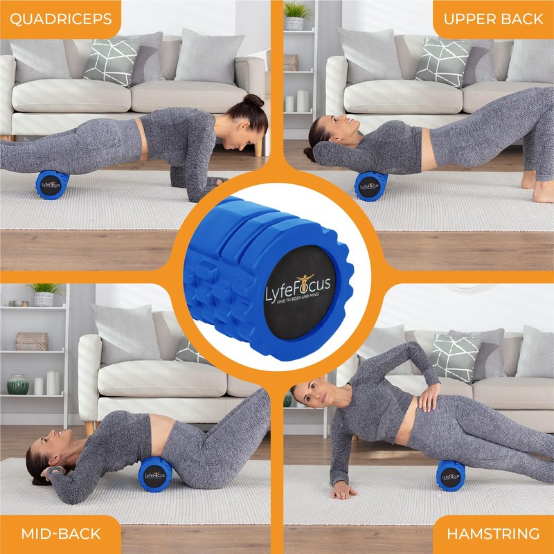 LyfeFocus Premium Trigger Point Foam Roller (Blue) - Multi Pressure