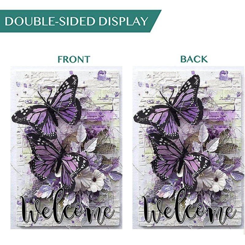 Welcome Garden Flag Spring,Summer Garden Flags for Outside 12x18 Double