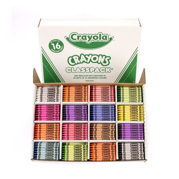 Crayola Crayon Classpack - 800ct (16 Assorted Colors), Bulk School Supplies for Teachers, Kids Crayons, Arts & Crafts Classroom Supplies, 3+