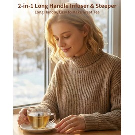 House Again - Paquete de 2 coladores de té para té suelto, infusores de té de malla extrafina, acero inoxidable 304 con gancho de cadena extendido, picador de té de hojas sueltas, filtro de té para