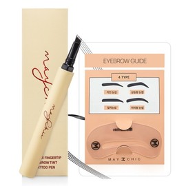 May Chic Long Fix Finger Tip Eyebrow Tint Eyebrow Tattoo Pen + Guide Light Brown / 메이시크 롱픽스 핑거팁 아이브로우 틴트 눈썹 타투펜+가이드 라이트브라운