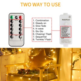 200 LED Indoor String Light with Remote and Timer on 69ft Fairy Lights Plug in Clear String 8 Modes Dimmable for Bedroom Wedding Party Christmas Lights Warm White