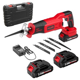 FULLYEA Reciprocating Saw Cordless, Brushless Recipro Saw 0-3500 SPM, Cordless Saws with 2 * 2.0Ah Battery & 4 Blades, Battery Powered Reciprocating Saws for Wood/Metal/Plastic Cutting