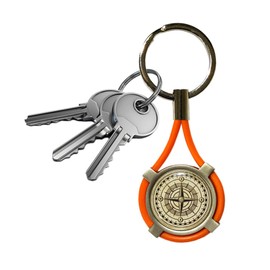 Keyring Wind Rose Compass Compass Satin Steel and Rubber Men Women Unisex Car Motorcycle (Orange), Orange, One Size, orange, Unit size
