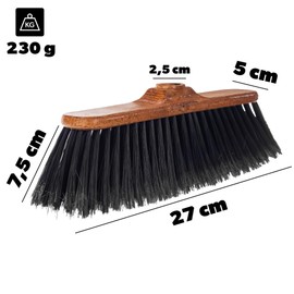 KADAX Threaded Broom Head, Width 27 cm, Broom with Robust Bristles, House Broom, Plastic Broom Broom without Handle (Brown)