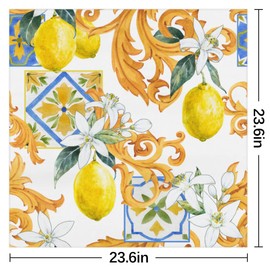 Lemon Plant Flowers Square Silk Hair Scarf for Women, Lightweight Summer Head Scarf for Girls Wedding Travel Yoga Handkerchief Shawl Sunscreen Scarves Hair Accessories 23.6 Inches