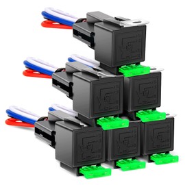 GOOACC 6 Pack 30A Fuse Relay Car Truck Socket kit 12V Switch Harness Set 4 Pin SPST Automotive 14 AWG Hot Wires Auto Switches Starters Set,2 Years Warranty