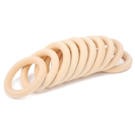 Anillo de dentición de madera, anillos de madera de madera, para decoración de bodas en el hogar(Color madera, 65 mm)