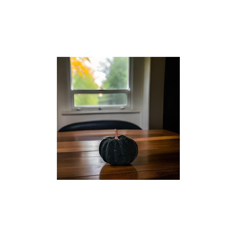 Small Decorative Velvet Pumpkins, Set of 6 (Black)