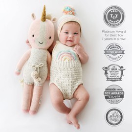 Ella The Unicorn Little 13" Hand-Knit Doll – 1 Doll = 10 Meals, Fair Trade, Heirloom Quality, Handcrafted in Peru, 100% Cotton Yarn