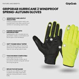 GripGrab Hurricane 2 Windproof Spring-Autumn Cycling Gloves Long Padded Thermal Road MTB Gravel Bike Bicycle Glove
